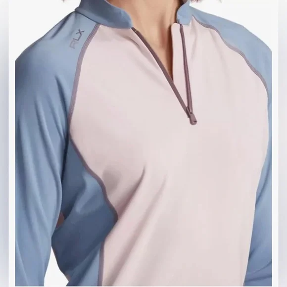 Ralph Lauren RLX Golf Power Stretch Long Sleeve Top, Pink Sand/Channel Blue - Picture 3 of 11